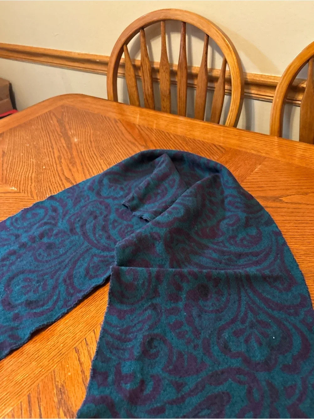 Men's Paisley Wool Blend Scarf - Teal & Black